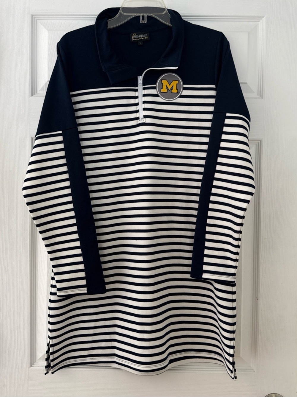 Gameday Couture University of Michigan Striped Pullover Polo Dress Size Large